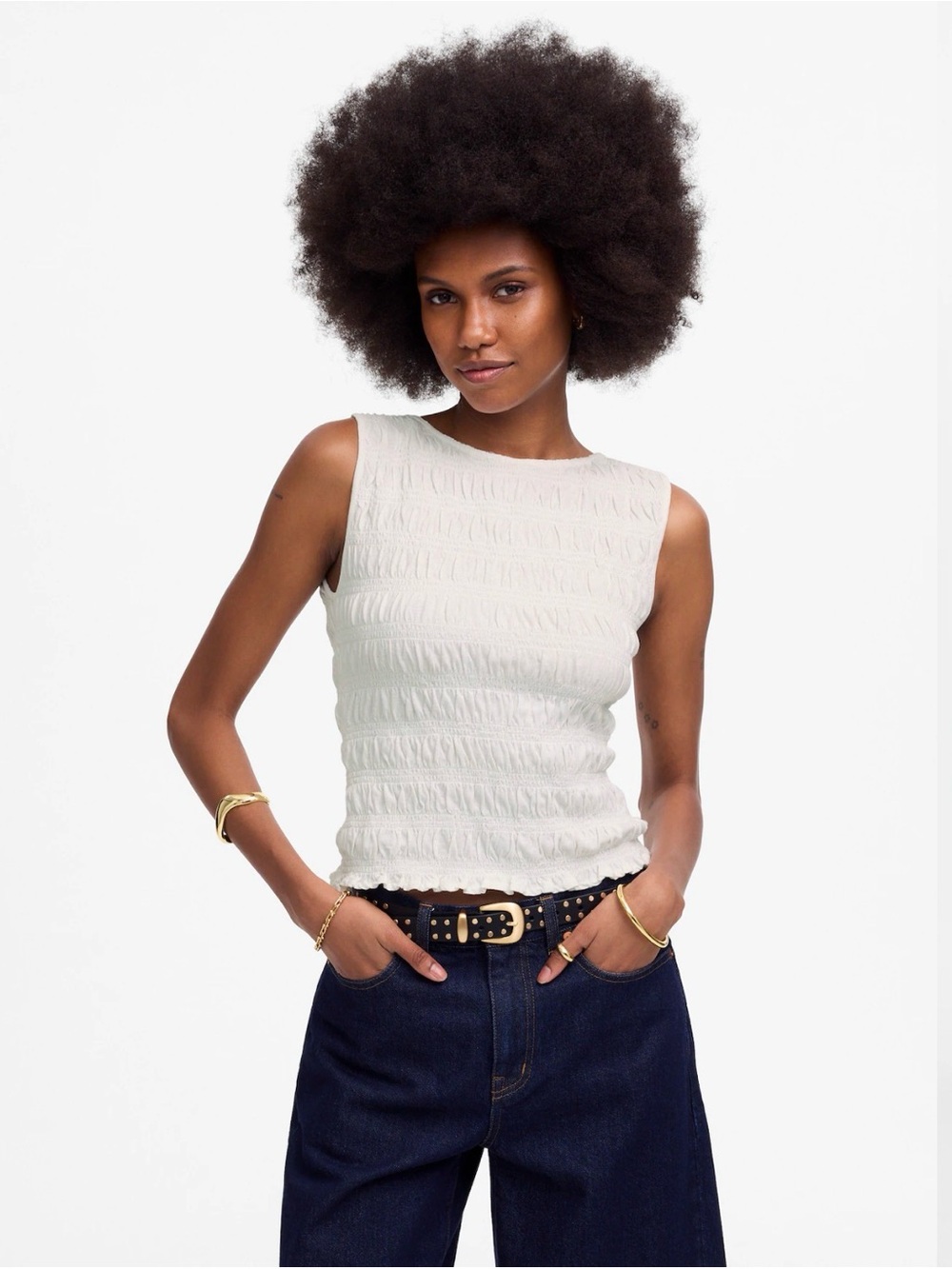 Madewell Smocked Boatneck Tank